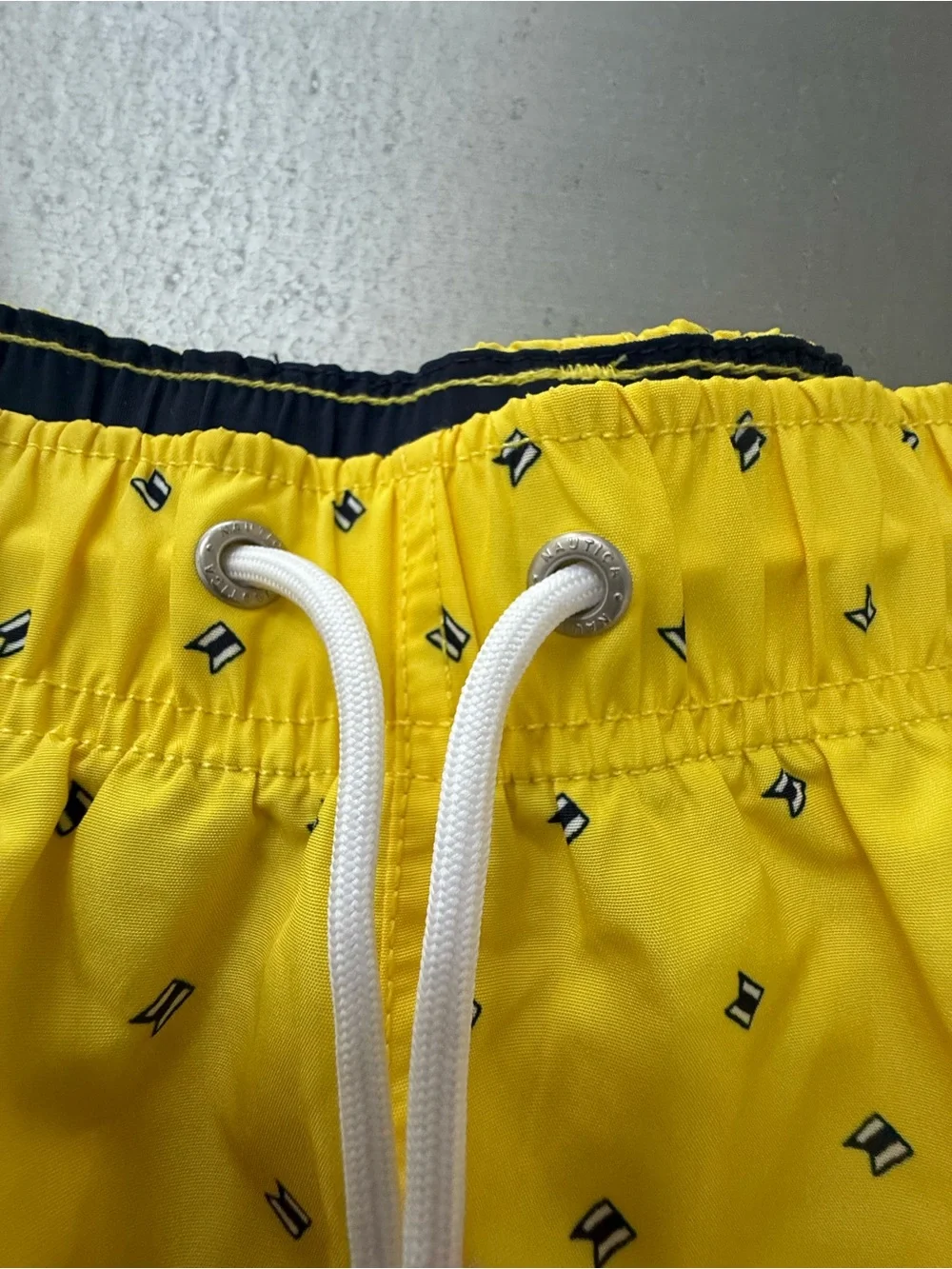 Nautica Men’s Yellow Micro-Print Swim Trunks